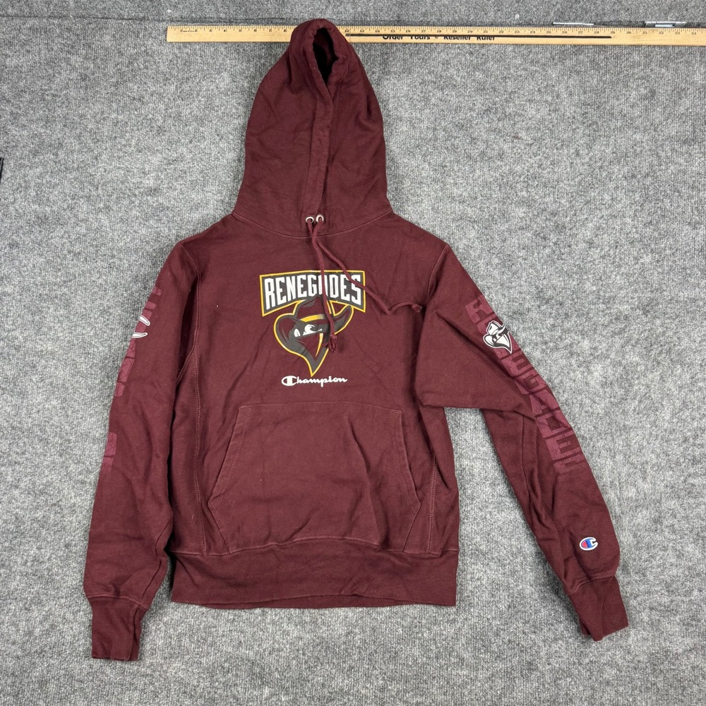 Champion Hoodie Mens Size Small Maroon Reverse Weave Renegades Graphic Pullover